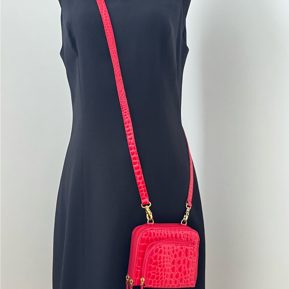 Ligator brand crossbody wallet Red Crocodile-Embossed Crossbody Bag
